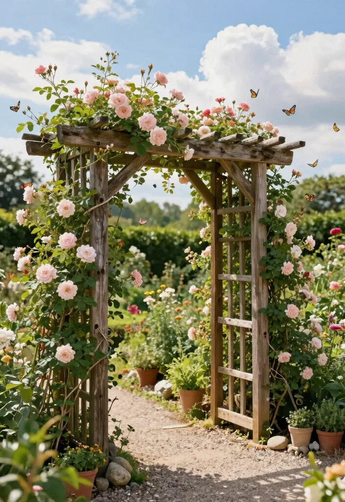 14 Trellis Garden Ideas to Keep Plants Organized and Upright 1. Rustic Wooden Trellis 0