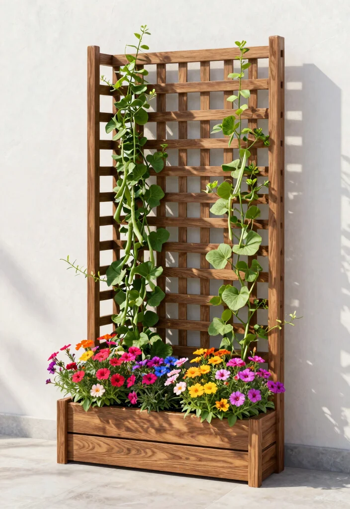 14 Trellis Garden Ideas to Keep Plants Organized and Upright 6. Trellis with Built in Planters 0