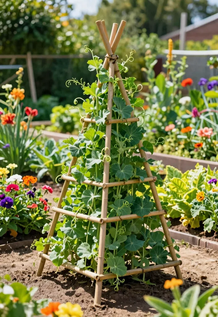 14 Vegetable Garden Trellis Ideas for Higher Yields 3. DIY Bamboo Trellis 0