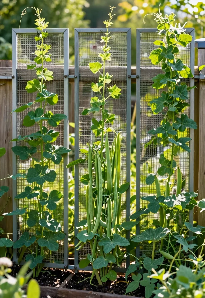 14 Vegetable Garden Trellis Ideas for Higher Yields 6. Mesh Trellis Panels 0