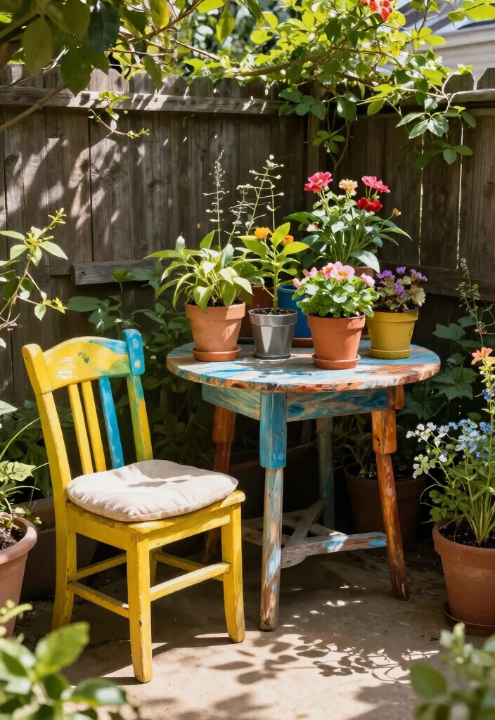 16 Backyard Ideas on a Budget That Still Look High End 2. Upcycled Furniture 0