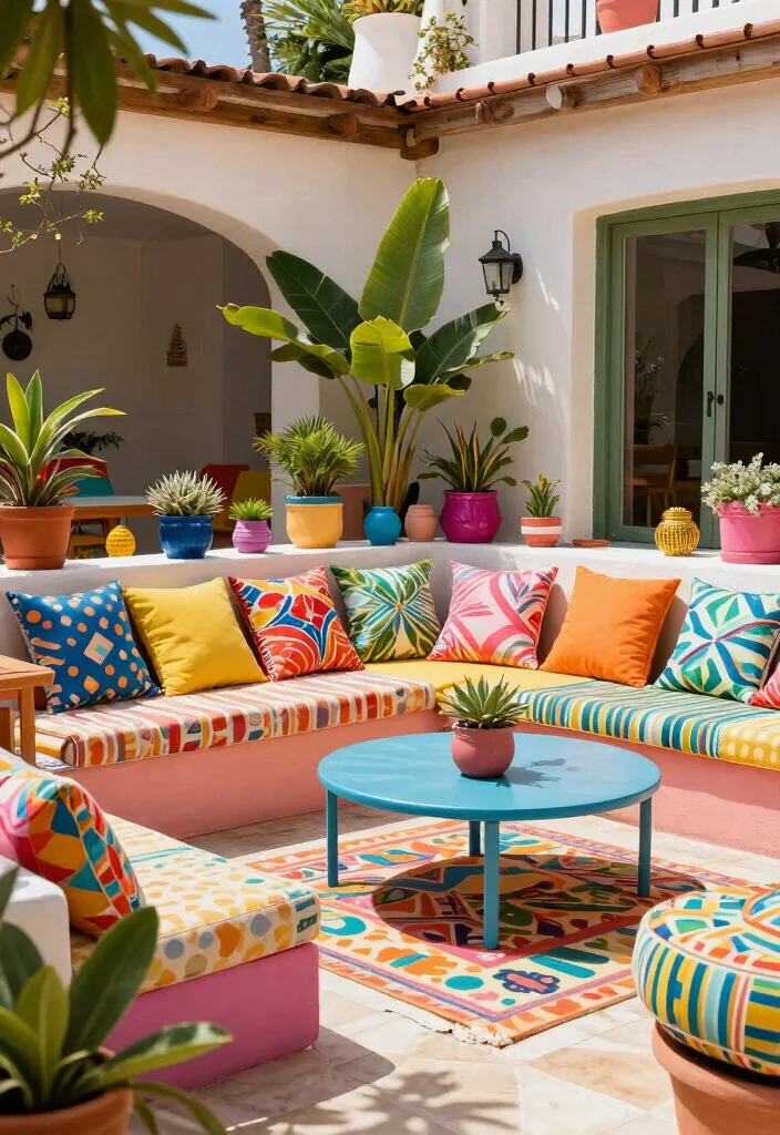 16 Outdoor Patio Ideas for Comfortable Outdoor Living 42 16 Outdoor Patio Ideas for Comfortable Outdoor Living 12. Bold Color Schemes for Fun Vibes 0