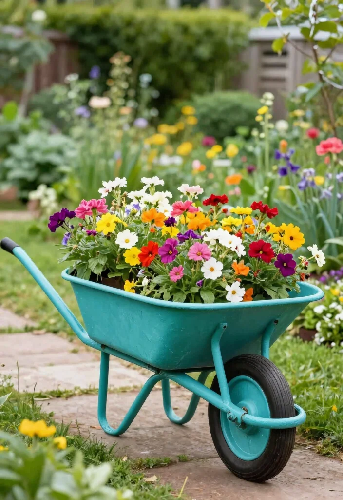16 Outdoor Planter Ideas That Work in Any Space 11. Rustic Wheelbarrow Planters 0