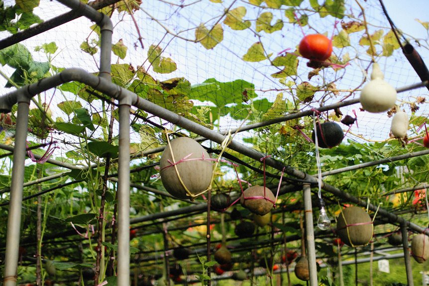 can pumpkins grow on trellis