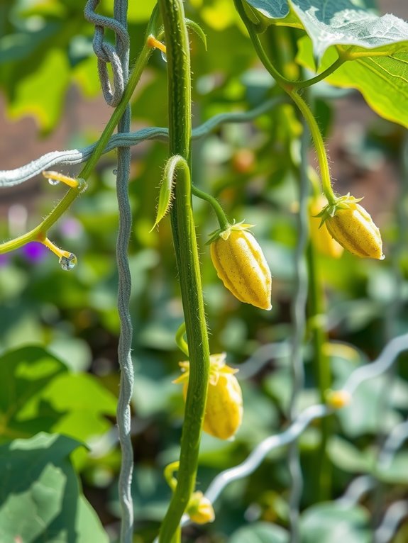 cucumbers climb with tendrils naturally