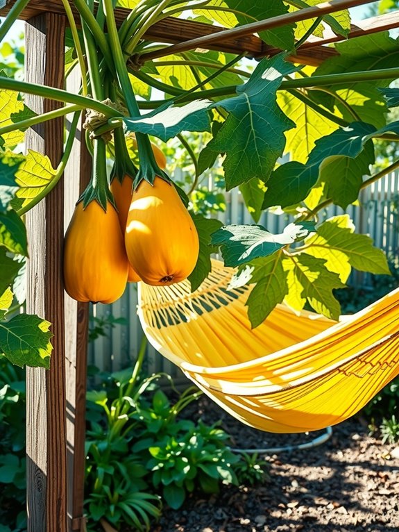 nylon hammock suspends heavy squash