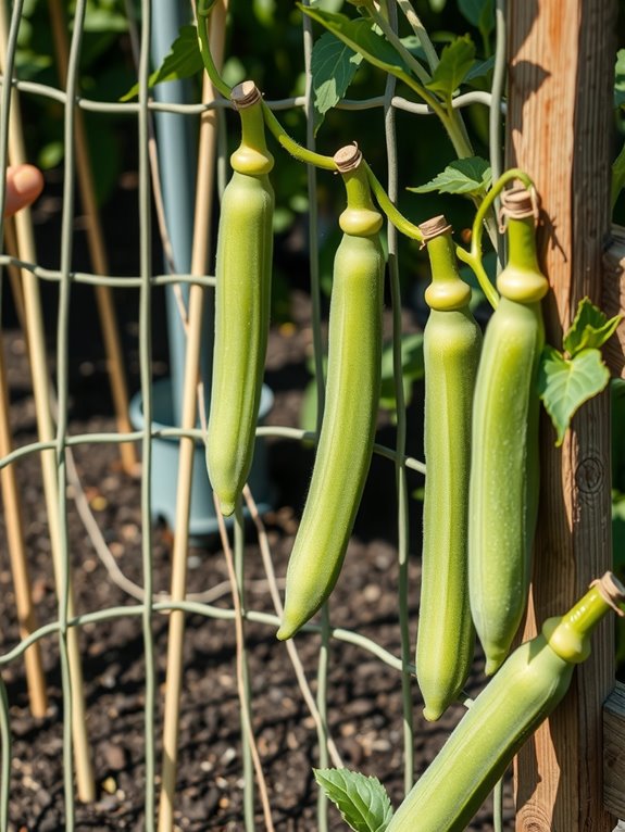 okra supports stakes cages trellis