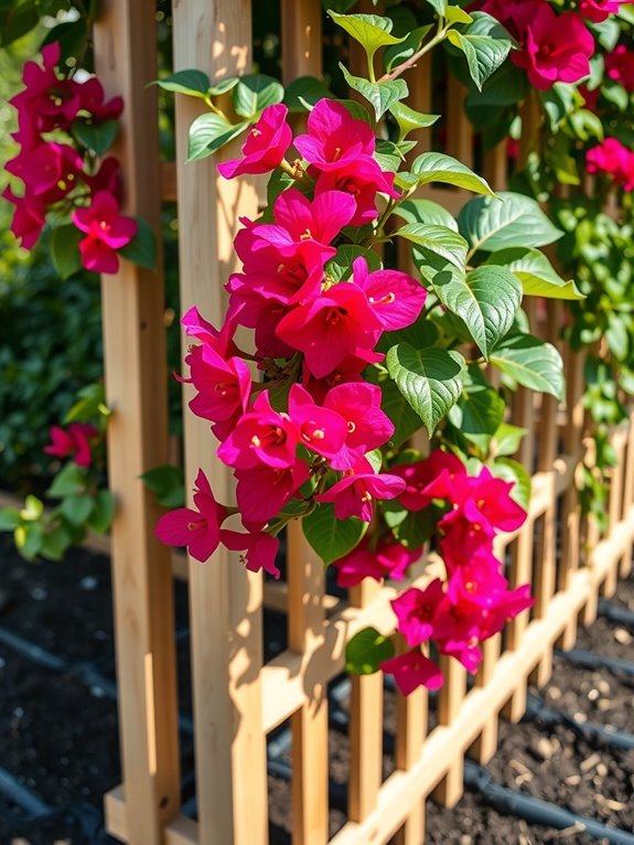 plant bougainvillea with sturdy trellis early