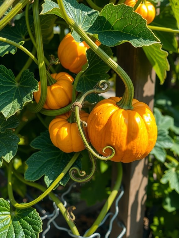 soft ties guide pumpkins upward early