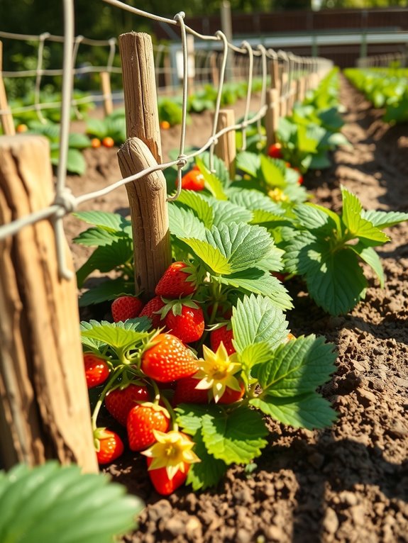 strawberry trellis boosts yield spacing