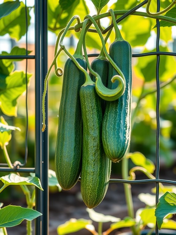 string and netting arch trellises for cucumbers
