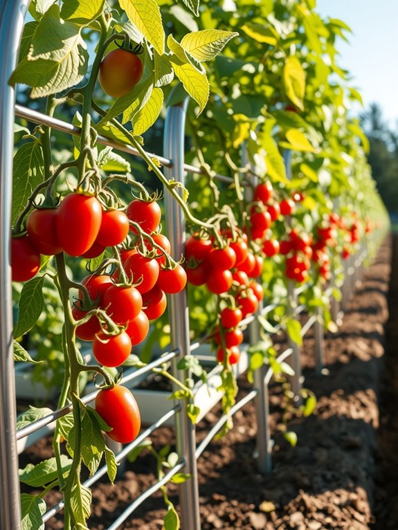 sturdy cages support tall indeterminate tomatoes