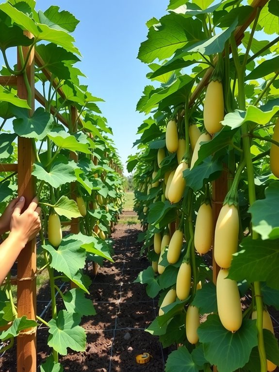 sturdy trellis vertical zucchini setup