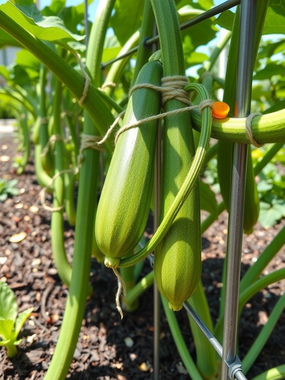 tie up stems and fruit safely