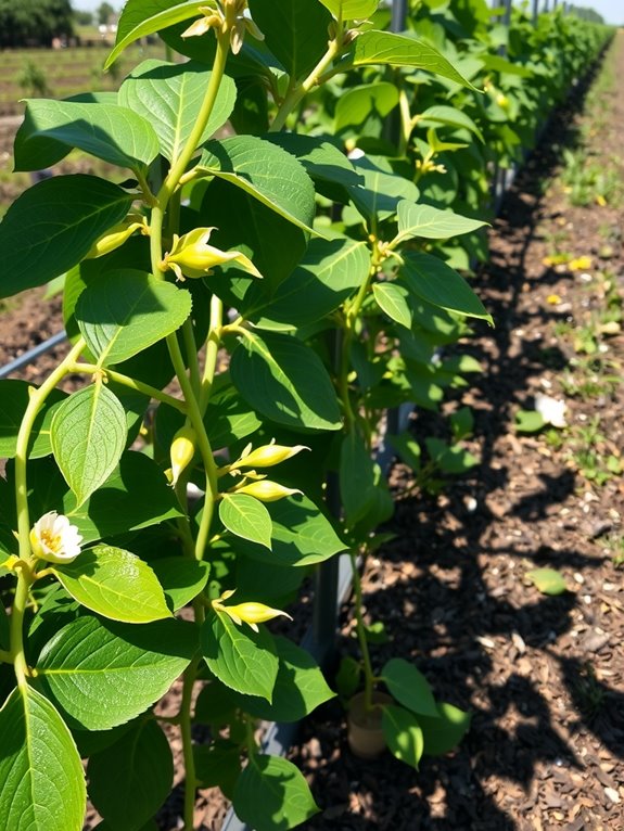training bush beans on lightweight trellises