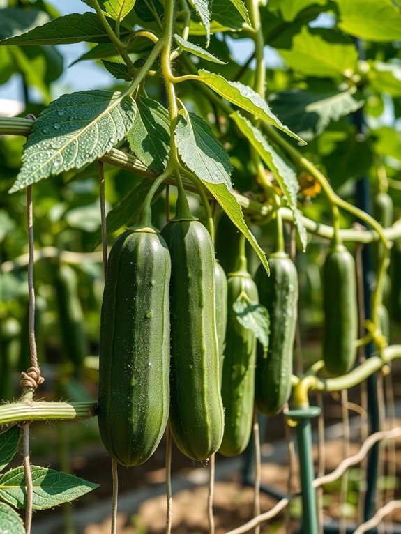 trellised cucumbers stay healthier