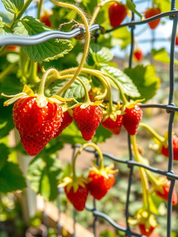 trellised strawberries long runners continuous harvests