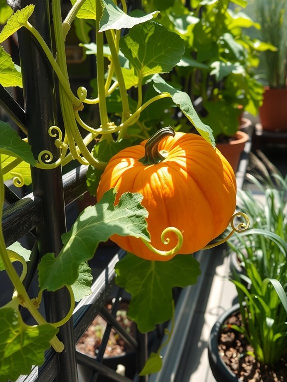 vertical pumpkin trellises transform tight spaces