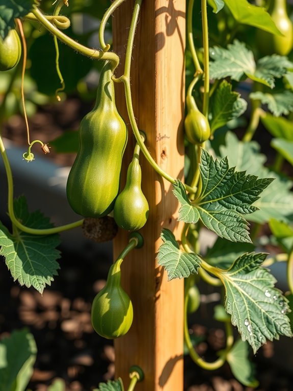 vertical trellis grown bush squash
