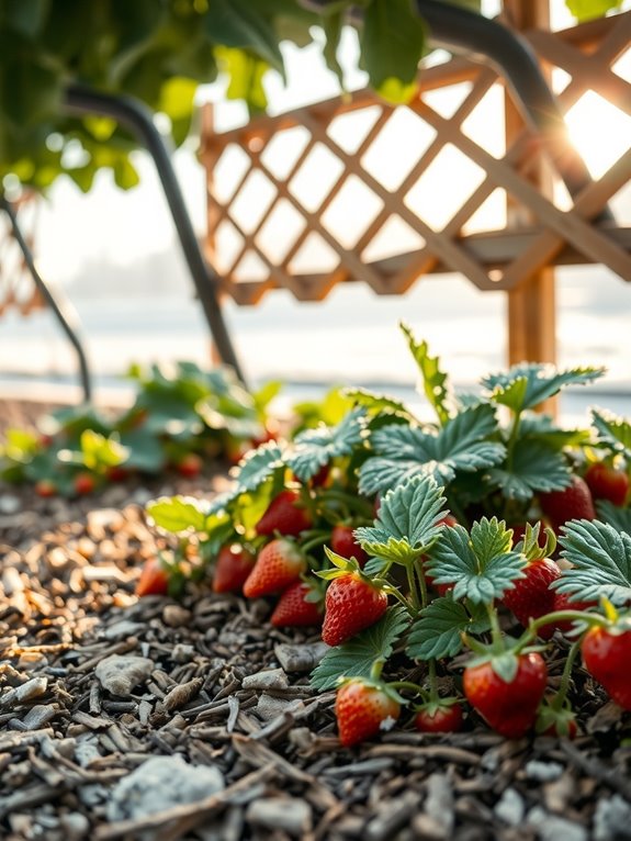 winter protection for trellised strawberries